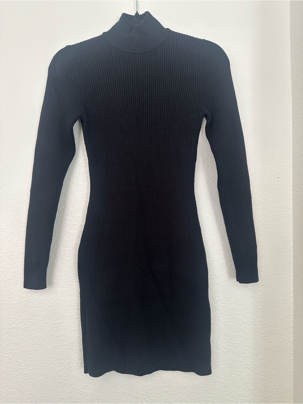 Abercrombie & Fitch Black Ribbed Turtleneck Long-Sleeve Dress